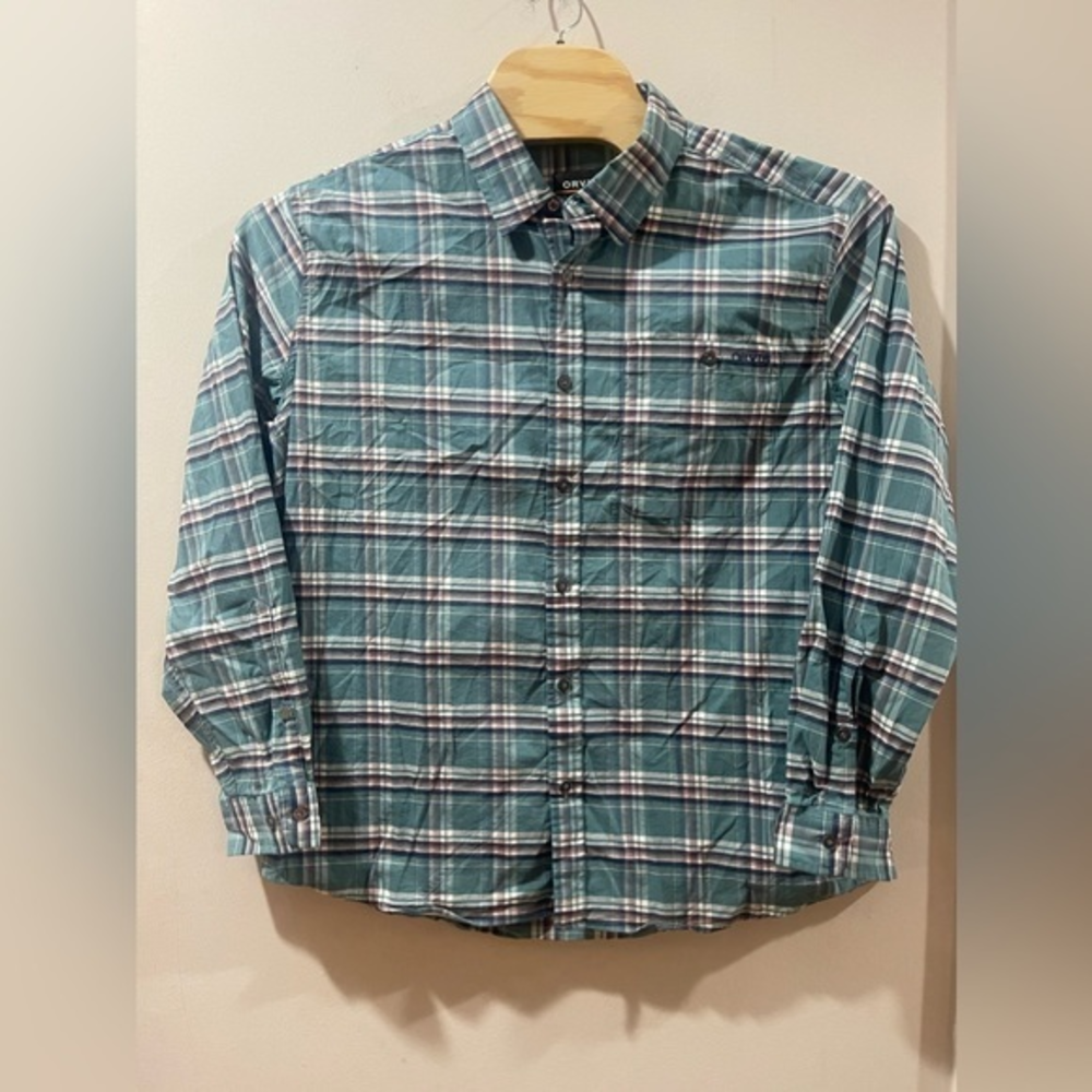 Orivs Shirt Mens Size XL Active Fit Green Plaid‎ Outdoor Long Sleeve Shirt